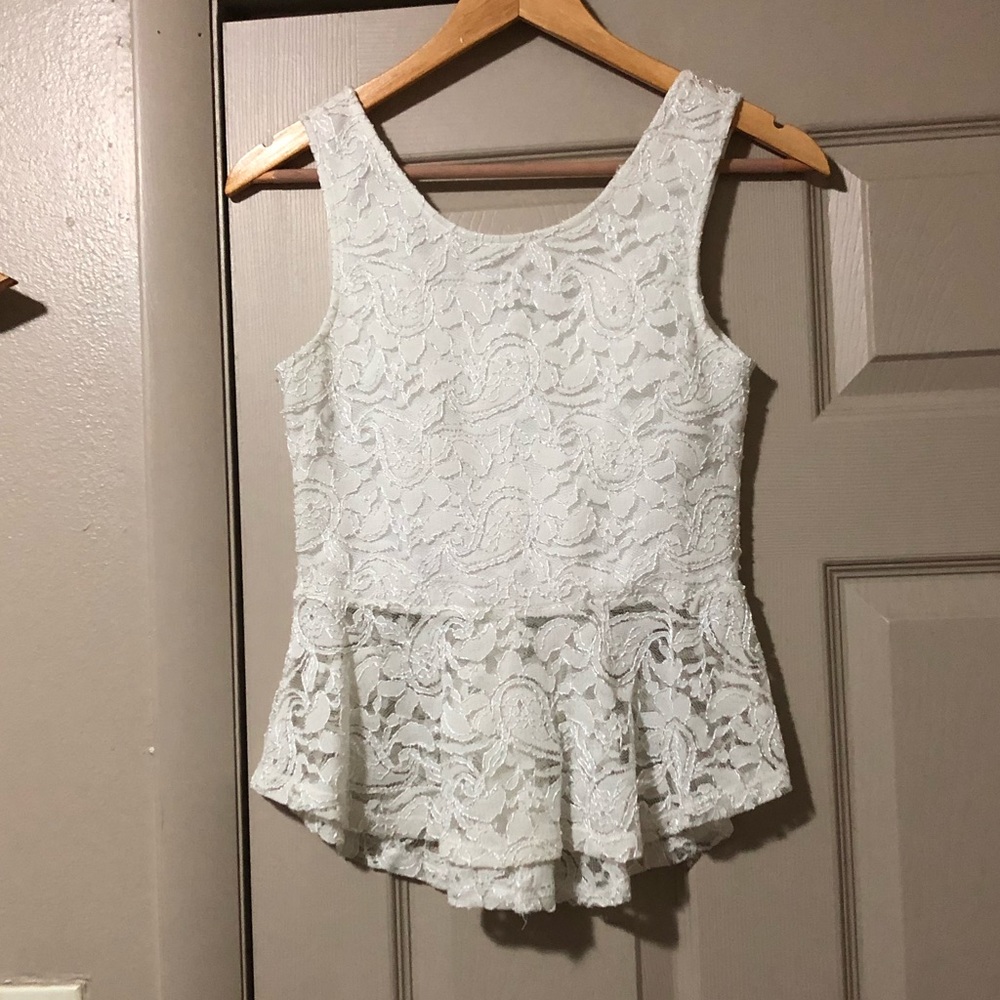 Lace crop peplum and bow top